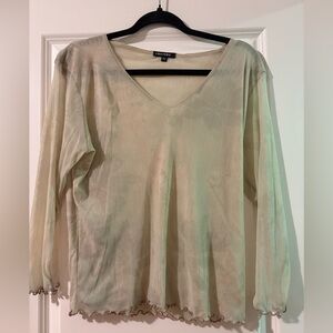 Green Sheer V-Neck Top